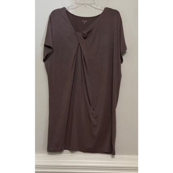 Garnet Hill Shirt Dress Twist Front Dolman Sleeve Medium Tencel Light Brown - Picture 1 of 6